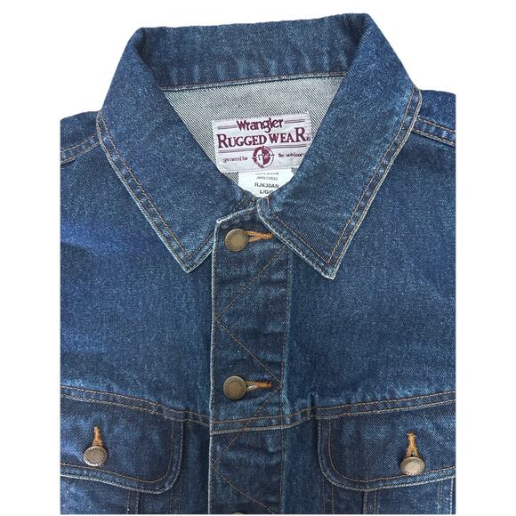 Vintage Wrangler Rugged Wear Men’s Blue Jean Denim Jacket NWT Size L - Picture 6 of 8